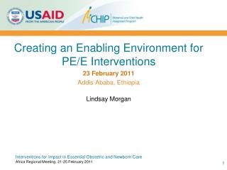 Creating an Enabling Environment for PE/E Interventions 23 February 2011 Addis Ababa, Ethiopia