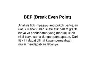 BEP (Break Even Point)