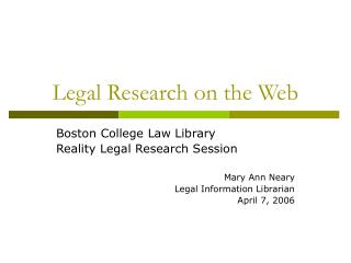 Legal Research on the Web