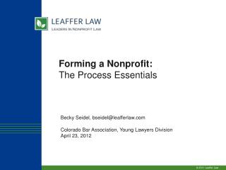 Forming a Nonprofit: The Process Essentials