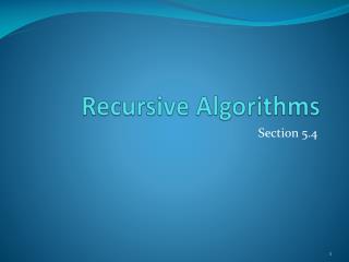 Recursive Algorithms