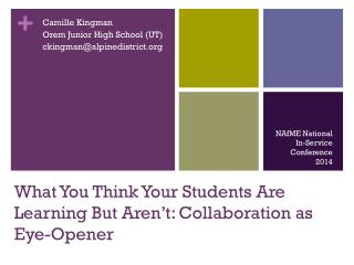 What You Think Your Students Are Learning But Aren’t: Collaboration as Eye-Opener