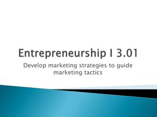 Entrepreneurship I 3.01