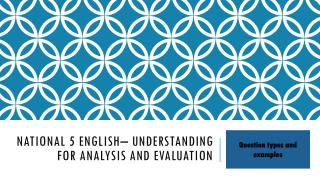 National 5 English– Understanding for analysis and evaluation