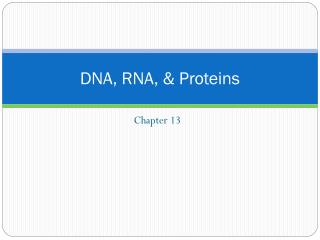 DNA, RNA, &amp; Proteins