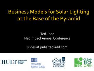 Business Models for Solar Lighting at the Base of the Pyramid
