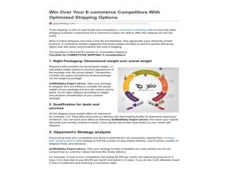 Win Over Your E-commerce Competitors with Optimized Shipping