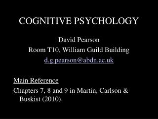 COGNITIVE PSYCHOLOGY