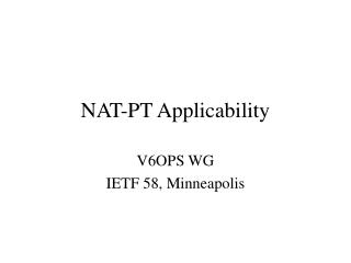 NAT-PT Applicability