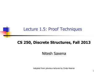Lecture 1.5: Proof Techniques