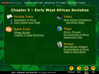 Chapter 5 – Early West African Societies