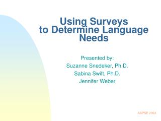 Using Surveys to Determine Language Needs