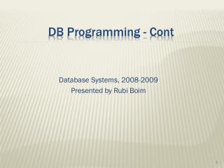 DB Programming - Cont