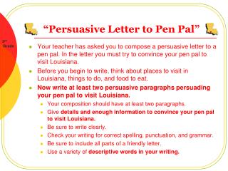 “Persuasive Letter to Pen Pal”