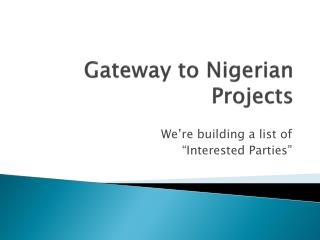 Gateway to Nigerian Projects