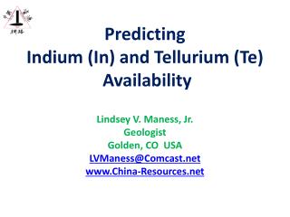 Predicting Indium (In) and Tellurium (Te) Availability
