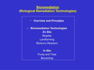 Bioremediation (Biological Remediation Technologies)