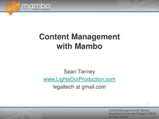 Content Management with Mambo