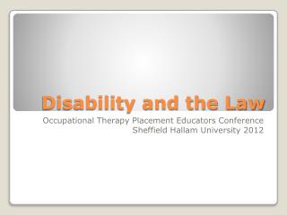 Disability and the Law