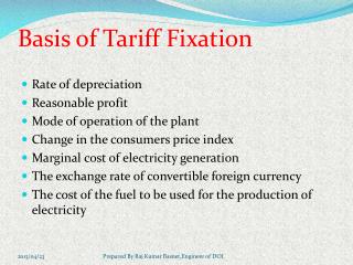 Basis of Tariff Fixation