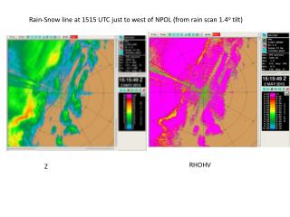Rain-Snow line at 1515 UTC just to west of NPOL (from rain scan 1.4 o tilt)