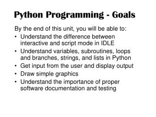 Python Programming - Goals