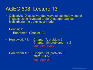 AGEC 608: Lecture 13
