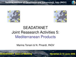 SEADATANET Joint Reasearch Activities 5: Mediterranean Products Marina Tonani &amp; N. Pinardi, INGV