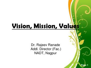 Vision, Mission, Values