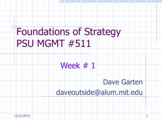 Foundations of Strategy PSU MGMT #511