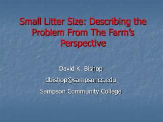 Small Litter Size: Describing the Problem From The Farm’s Perspective