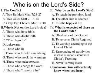 Who is on the Lord’s Side?