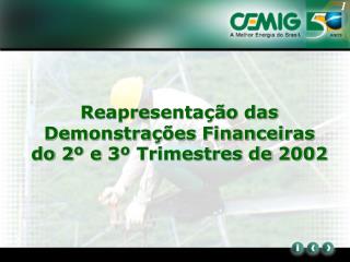 Reapresentação das Demonstrações Financeiras do 2º e 3º Trimestres de 2002