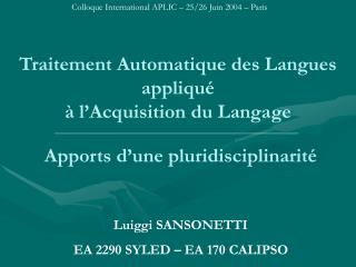 Traitement Automatique des Langues appliqué à l’Acquisition du Langage