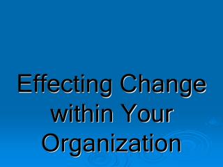 Effecting Change within Your Organization