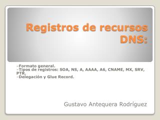 Registros de recursos DNS: