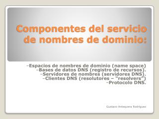 Componentes del servicio de nombres de dominio: