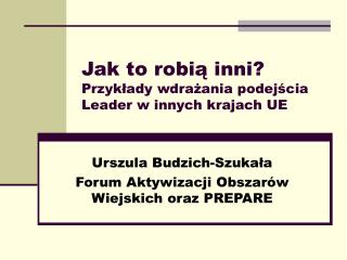 Jak to robią inni? Przykłady wdrażania podejścia Leader w innych krajach UE