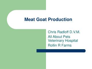 Meat Goat Production