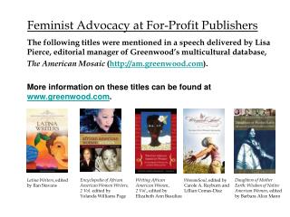 Feminist Advocacy at For-Profit Publishers