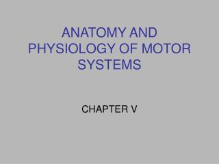 ANATOMY AND PHYSIOLOGY OF MOTOR SYSTEMS