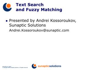 Text Search and Fuzzy Matching