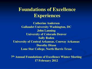 Foundations of Excellence Experiences