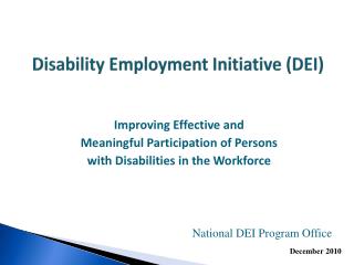 Disability Employment Initiative (DEI)