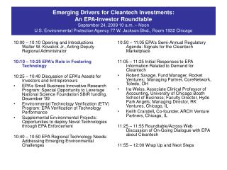 10:50 – 11:05 EPA’s Semi-Annual Regulatory Agenda: Signals for the Cleantech Marketplace