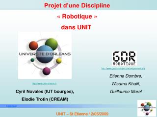 Projet d’une Discipline « Robotique » dans UNIT