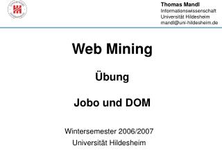 Web Mining Übung Jobo und DOM