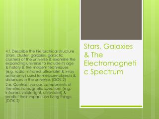Stars, Galaxies &amp; The Electromagnetic Spectrum