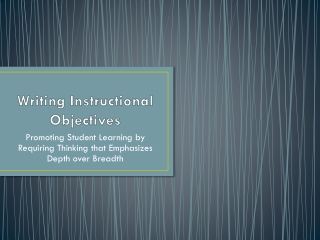 Writing Instructional Objectives