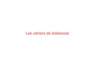 Les cahiers de doléances